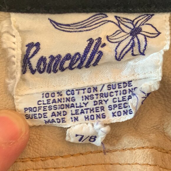 VTG 1970s Roncelli 2-Tone Black Tan Bell Bottom 2 Piece Disco Suit Sz 7/8 XS - Picture 6 of 15